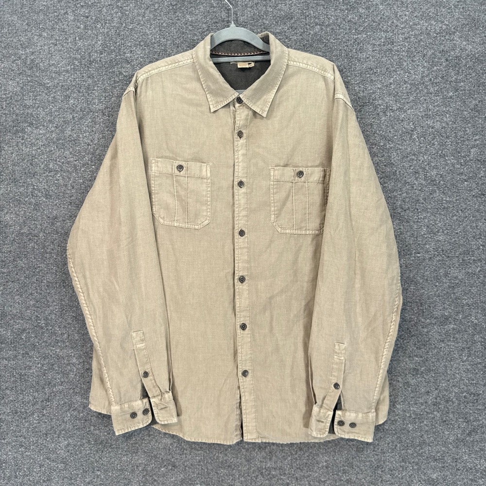 Carbon 2 Cobalt Shirt Mens Large Tan Cotton Long Sleeve Button Down Utility